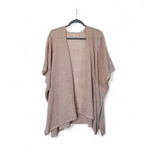 World Market Cream Beige Boho Crochet Open Cardigan Poncho, Women's One Size